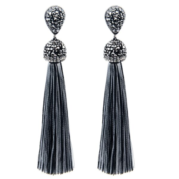 Long Crystal Tassel Earrings