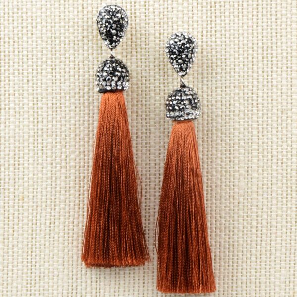 Long Crystal Tassel Earrings - Image 6