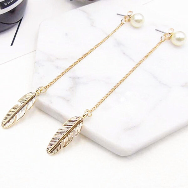 Women's Feather Drop Earrings - Image 5