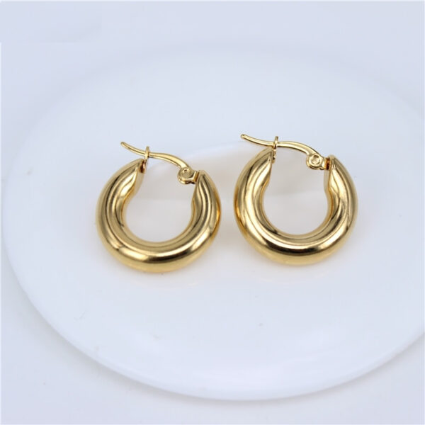 Classic Design Smooth Stainless Steel Earrings - Image 3