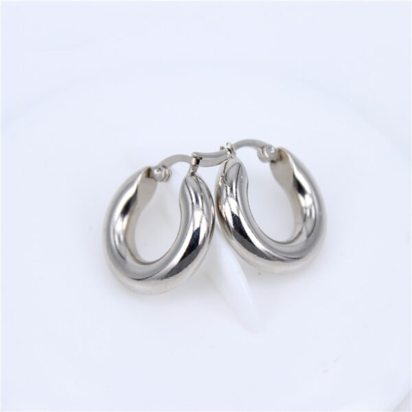 Classic Design Smooth Stainless Steel Earrings - Image 5