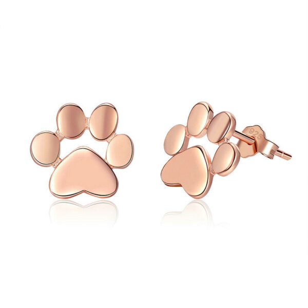Cute Silver Paw Stud Earrings - Image 3