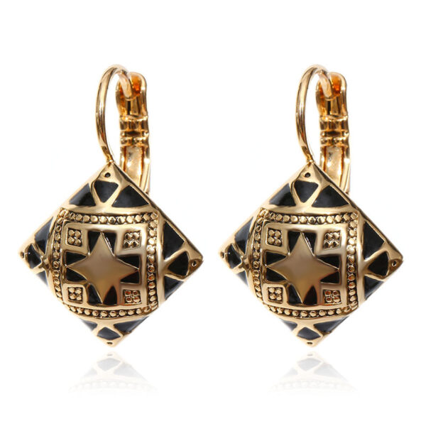 Stylish Ethnic Square Enameled Women's Earrings - Image 3
