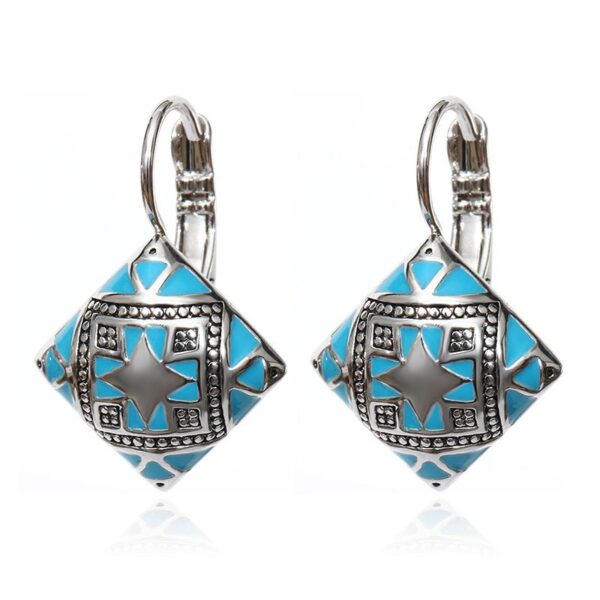Stylish Ethnic Square Enameled Women's Earrings