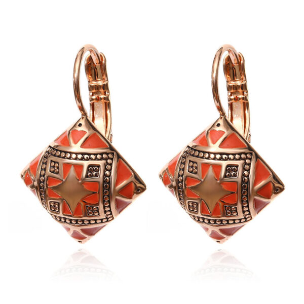 Stylish Ethnic Square Enameled Women's Earrings - Image 4