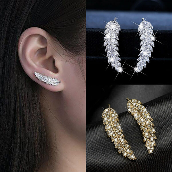 Women's Feather Shaped Stud Earrings