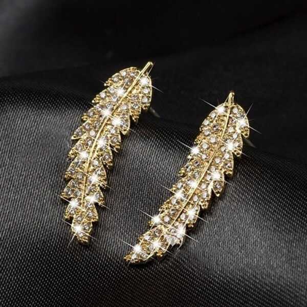 Women's Feather Shaped Stud Earrings - Image 5