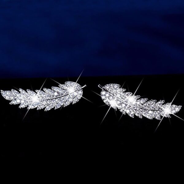Women's Feather Shaped Stud Earrings - Image 4