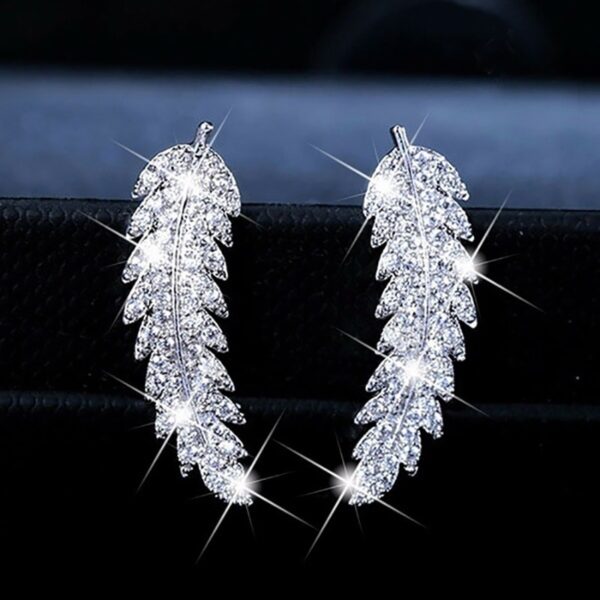 Women's Feather Shaped Stud Earrings - Image 3