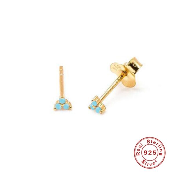 Women's Turquoise Stone Stud Earrings - Image 3