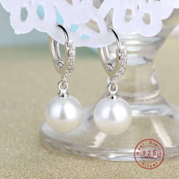 Women's Freshwater Pearl 925 Sterling Silver Drop Earrings - Image 3