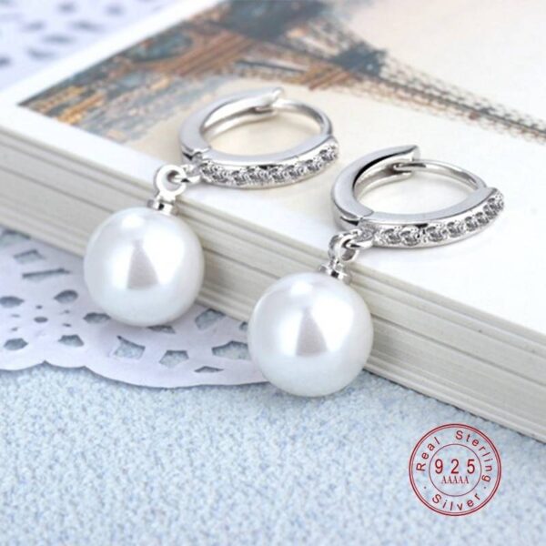 Women's Freshwater Pearl 925 Sterling Silver Drop Earrings - Image 4