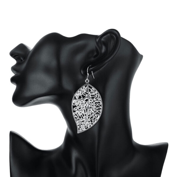 925 Sterling Silver Leaf Shaped Earrings for Women - Image 4