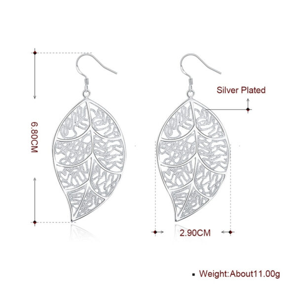 925 Sterling Silver Leaf Shaped Earrings for Women - Image 5