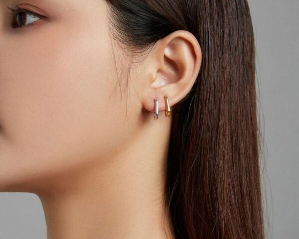 Women's Square Buckle Earrings - Image 3