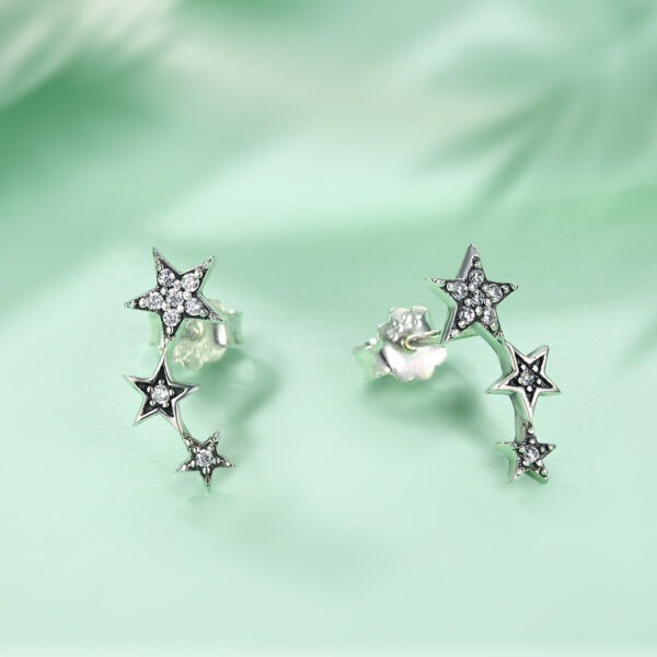 Sparkling Star Silver Women's Climber Earrings - Image 4