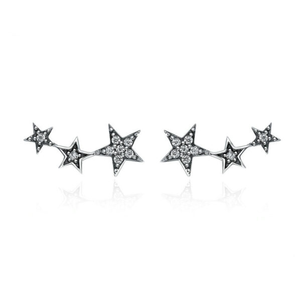 Sparkling Star Silver Women's Climber Earrings - Image 3