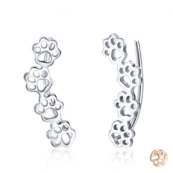 Silver Paw Trail Stud Earrings