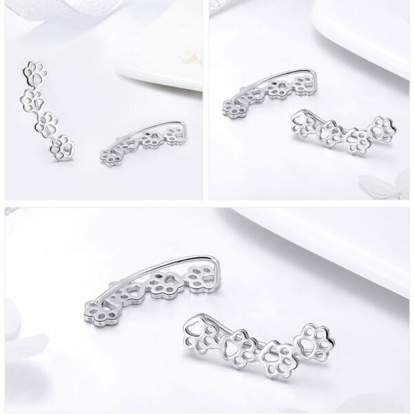 Silver Paw Trail Stud Earrings - Image 5