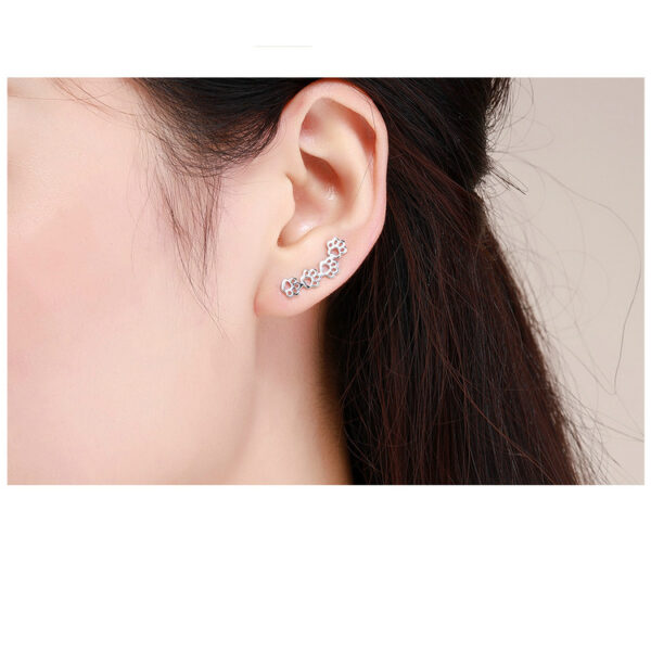 Silver Paw Trail Stud Earrings - Image 3