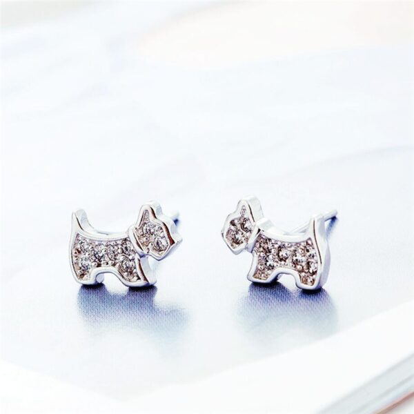 925 Sterling Silver Puppy Stud Earrings