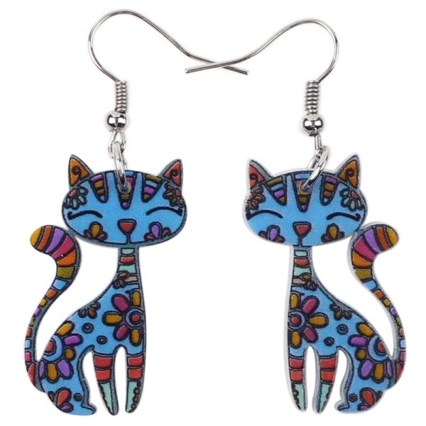 Floral Enamel Kitten Earrings - Image 3