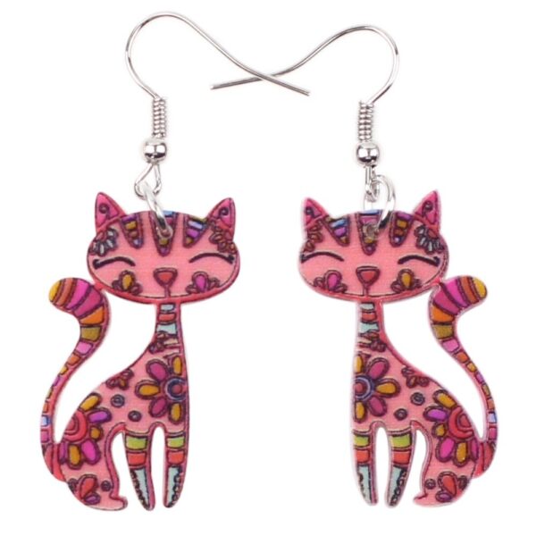 Floral Enamel Kitten Earrings - Image 5