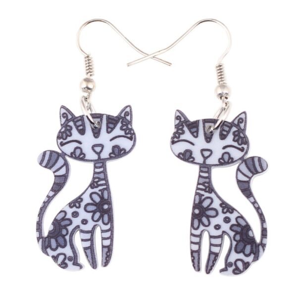 Floral Enamel Kitten Earrings - Image 4