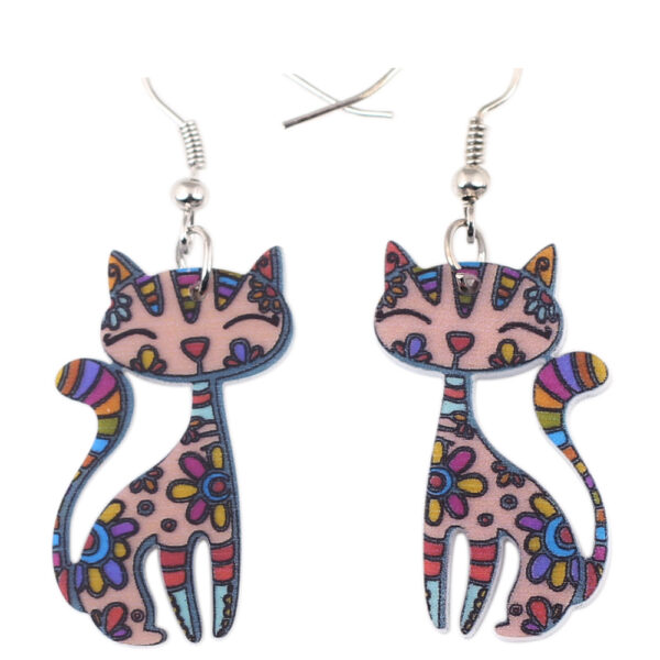 Floral Enamel Kitten Earrings