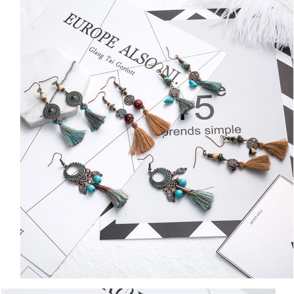 Boho Style Leaf Tassel Earrings - Image 5
