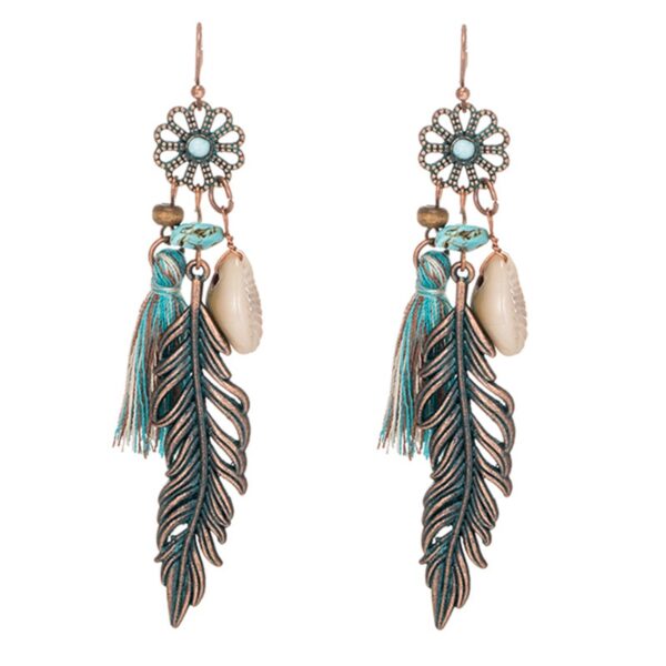 Boho Style Leaf Tassel Earrings
