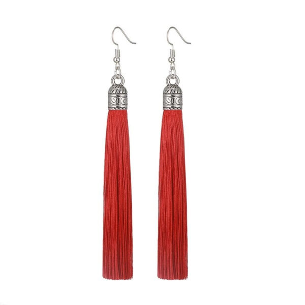 Long Tassel Drop Earrings - Image 4