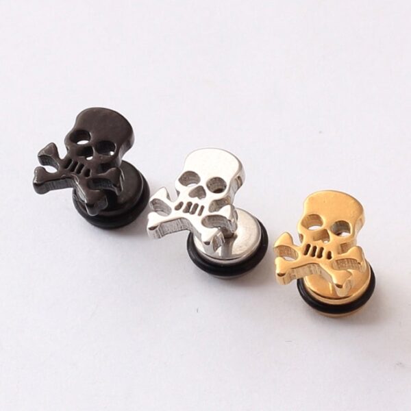 Pirate Skull Stainless Steel Stud Earrings - Image 3