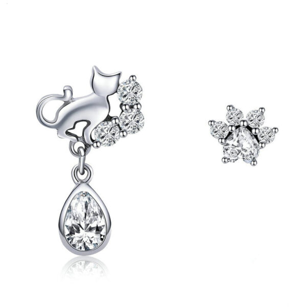 Dazzling Silver Cat Stud Earrings