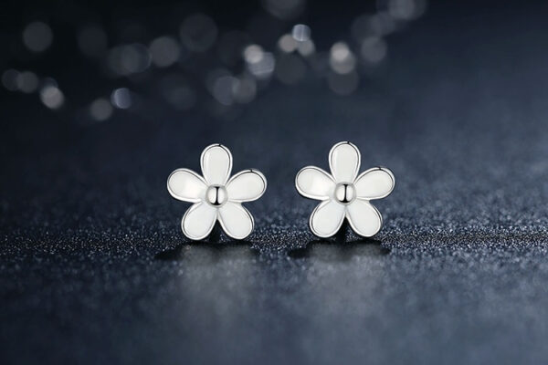 Enamel Daisy Stud Earrings - Image 3