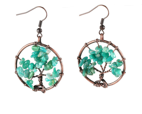 Elegant Tree of Life Women's Copper Drop Earrings - Image 4