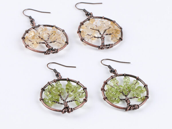 Elegant Tree of Life Women's Copper Drop Earrings - Image 5