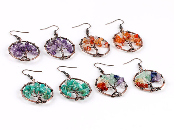 Elegant Tree of Life Women's Copper Drop Earrings - Image 3