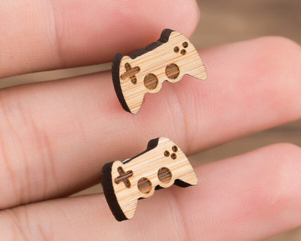 Wooden Game Controller Stud Earrings - Image 5