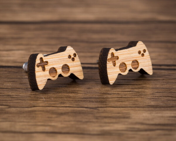 Wooden Game Controller Stud Earrings - Image 4