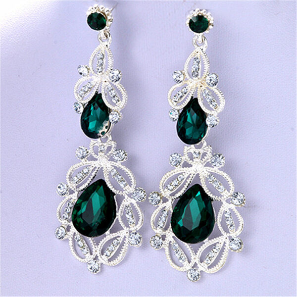 Long Crystal Flower Chandelier Earrings - Image 5