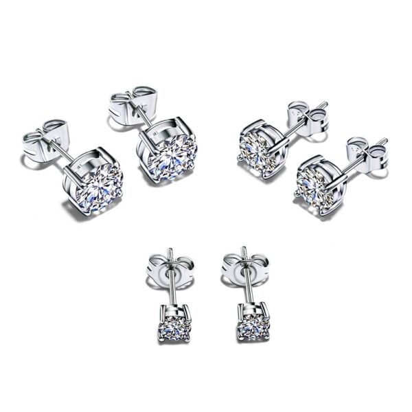 Round Silver Stud Earrings for Women - Image 3