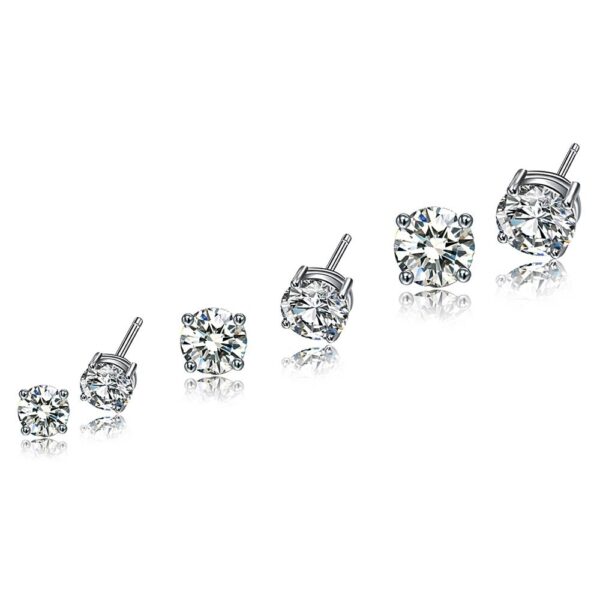 Round Silver Stud Earrings for Women - Image 4