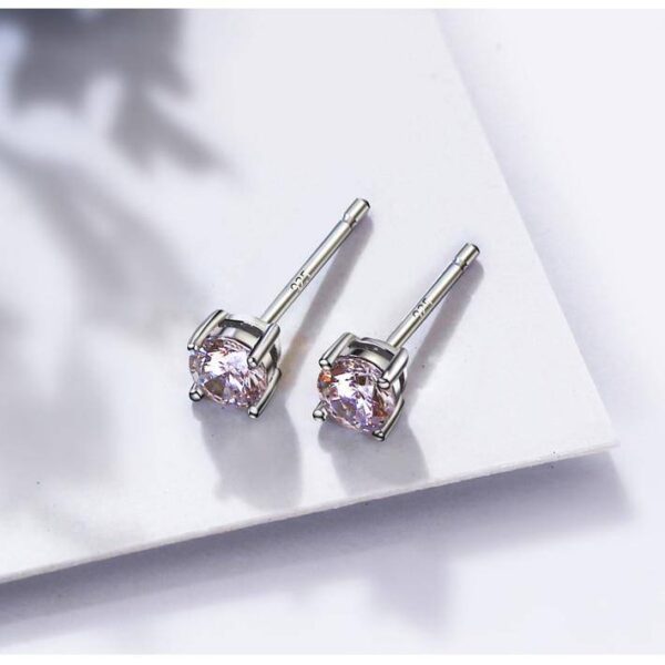 Round Silver Stud Earrings for Women - Image 6