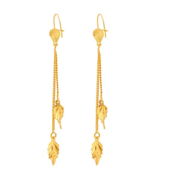 Women's Golden Leaf Drop Earrings