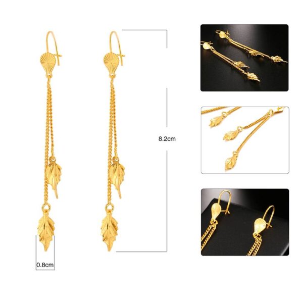 Women's Golden Leaf Drop Earrings - Image 6