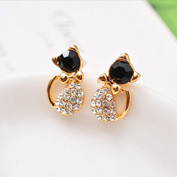 Women's Crystal Cat Stud Earrings - Image 7