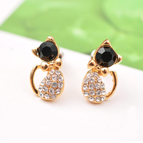 Women's Crystal Cat Stud Earrings - Image 6