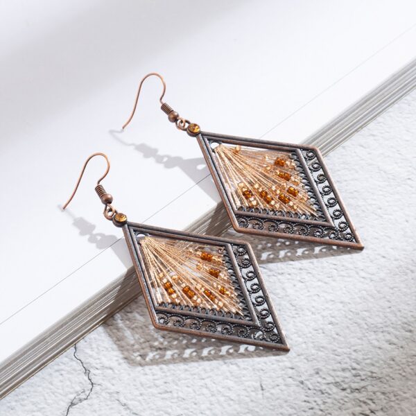 Women's Boho Rhombus Shaped Drop Earrings - Image 7