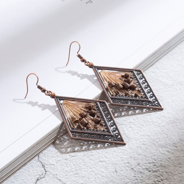 Women's Boho Rhombus Shaped Drop Earrings - Image 6